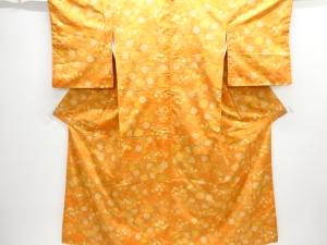 アンティーク　菊模様織り出し手織り紬着物